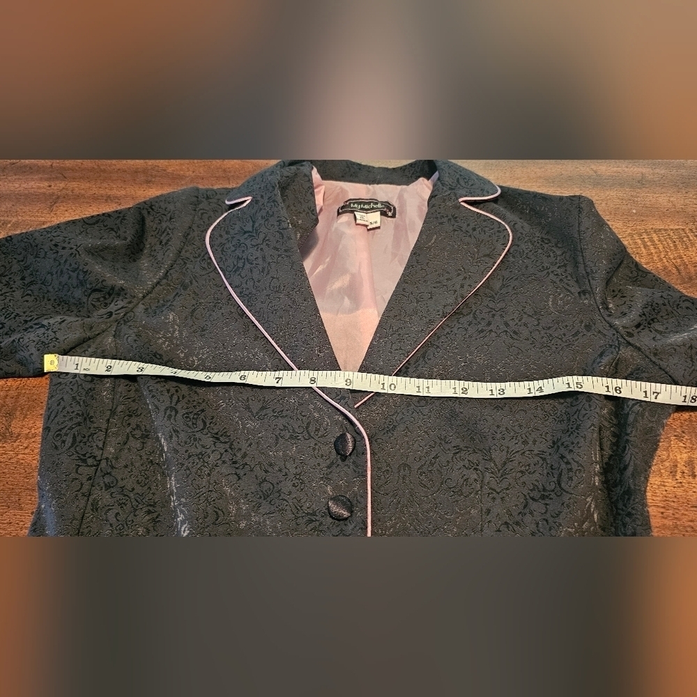 My Michelle Women's Junior Black Blazer Pink Trim Size 5/6 Career Office Jacket - Picture 14 of 15